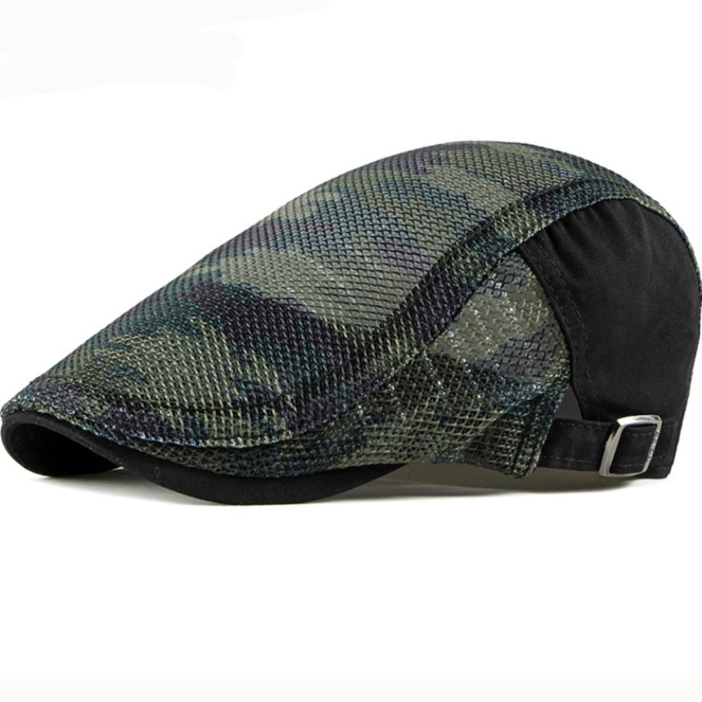 HT4762 Berets Spring Summer Mesh Cap Sun Hats for Men Women Camouflage Ivy Flat Cap Beret Hat Male Female Adjustable Beret Cap