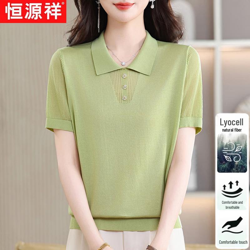 Hengyuanxiang Women s Lyocell Short Sleeve Polo Top 2XL