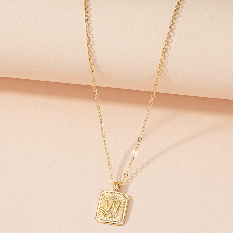 Square Brand 26 English Letter Necklace Hip-hop Necklace Ins Style Female European and American Design Sense Clavicle Chain