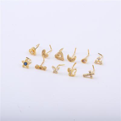 L Needle Curved Hook Thin Rod Nose Stud Zircon Devil Eye Love Nose Puncture Jewelry Nose Ring