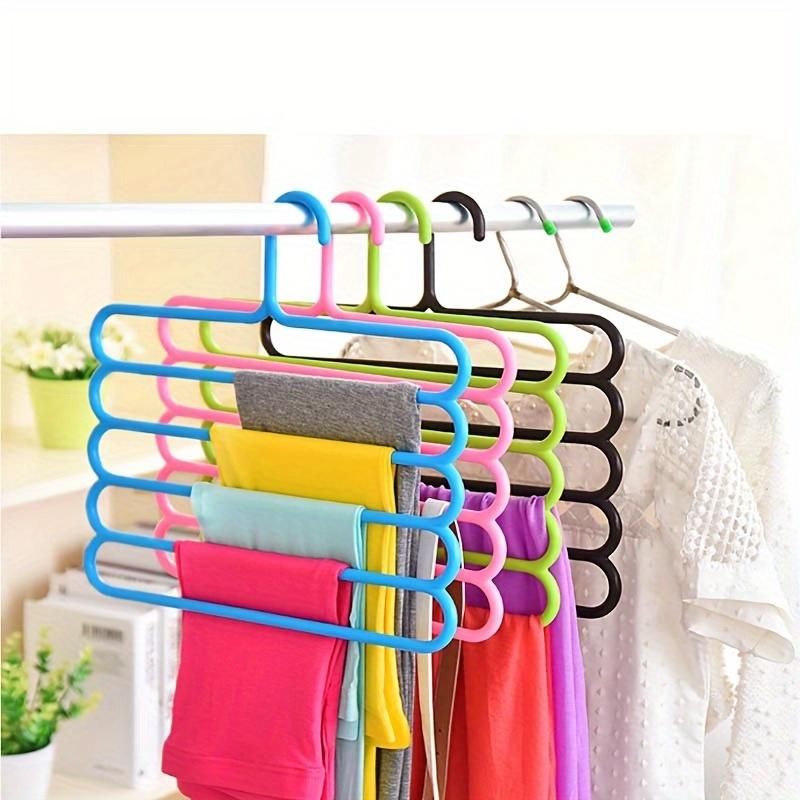 5-layer Pants Hanger Plastic Multi-Layer Pants Rack - Space-Saving, Anti-Slip, And Adjustable Design For Organizing Clothes, Scarves, And Accessories