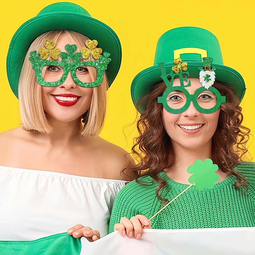 6pcs St. Patrick's Day Eyeglasses - Glittery Green Party Favors & Photo Props, Perfect for Celebrations, Photo Booth Props|Holiday Accessories