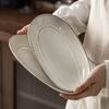Japanese Style Oval Porcelain Plate Vintage Solid Color Ceramic Dinnerware Lunch Vegetables Fish Plates Kitchen Supplies