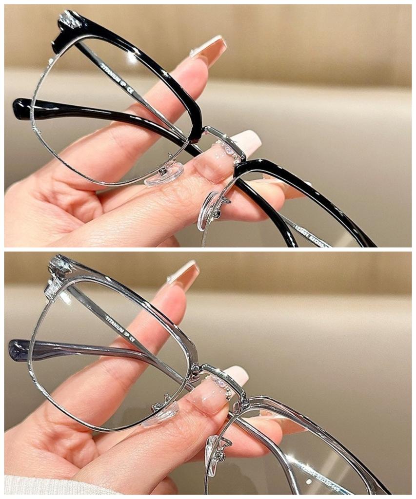 Korean Square Metal Frame Glasses for Women Men Anti-Blue Light Eyewear Unisex Outdoor Street Eyeglasses