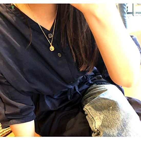 [Jurais] Hawaiian Jewelry Necklace for Women and Men - Star, Medal, Coin, Turquoise Stone, K14 Yellow Gold Plated, Surgical Stainless Steel, 45cm-50cm