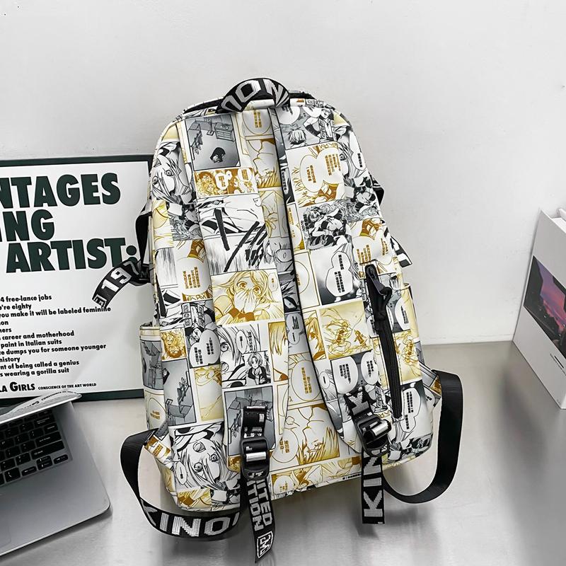 Student Skolesekk Herre Graffiti Trykk Ryggsekk Dame Stor Kapasitet Ryggsekk