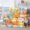 Pokemon Cartoon Flannel Blanket Soft Warm Plush Throw for Bed Sofa Couch Lightweight Cozy Winter Travel Decor -QJY