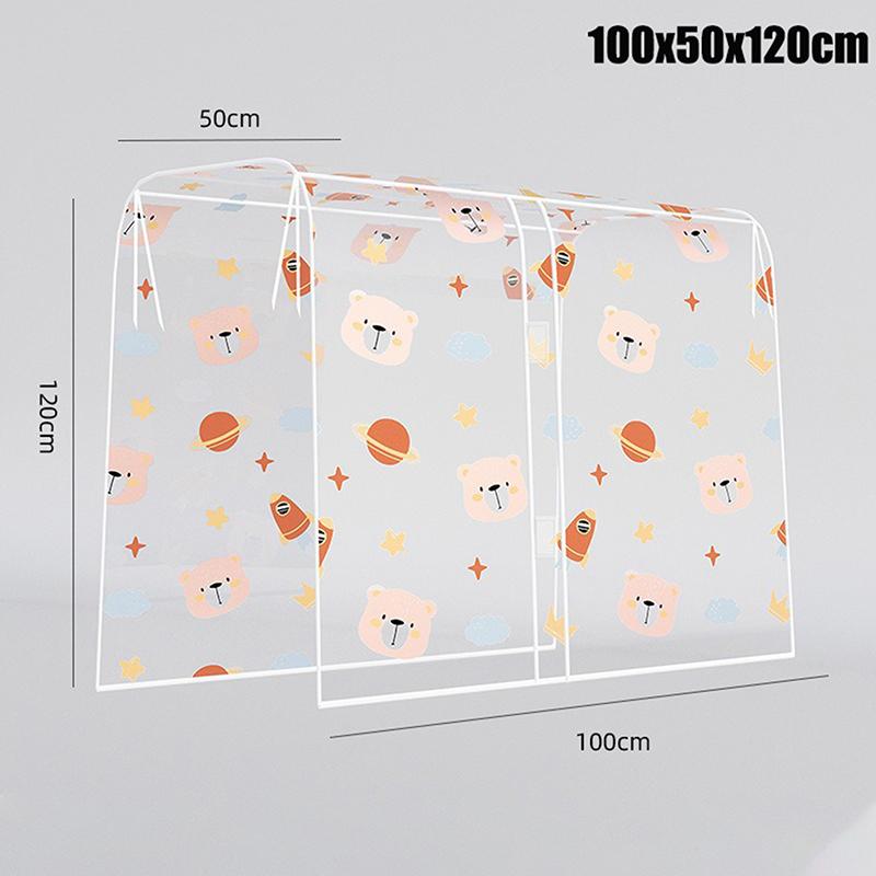 Cute Bear-Shaped Clothes Dust Cover Made Of High-Quality Peva Fabric Transparent Cover For Double Garment Racks Easy To Store