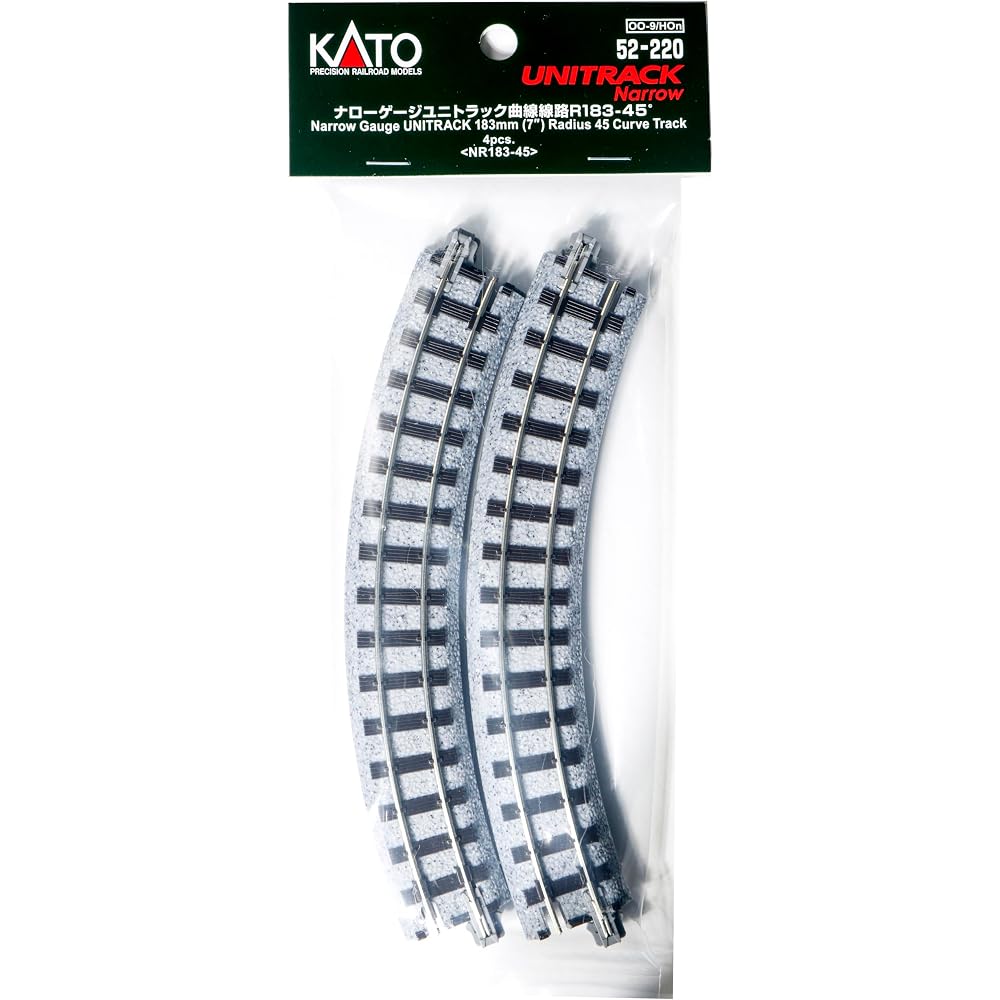 KATO Narrow Gauge Unitrack Curved Track R183-45° 4 Pack 52-220 Model Train Supplies