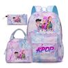 Korean Drama Demon Hunter Backpack Lunch Bag Pencil Case Set Student Three-piece School Bag Pencil Case Lunch Bag