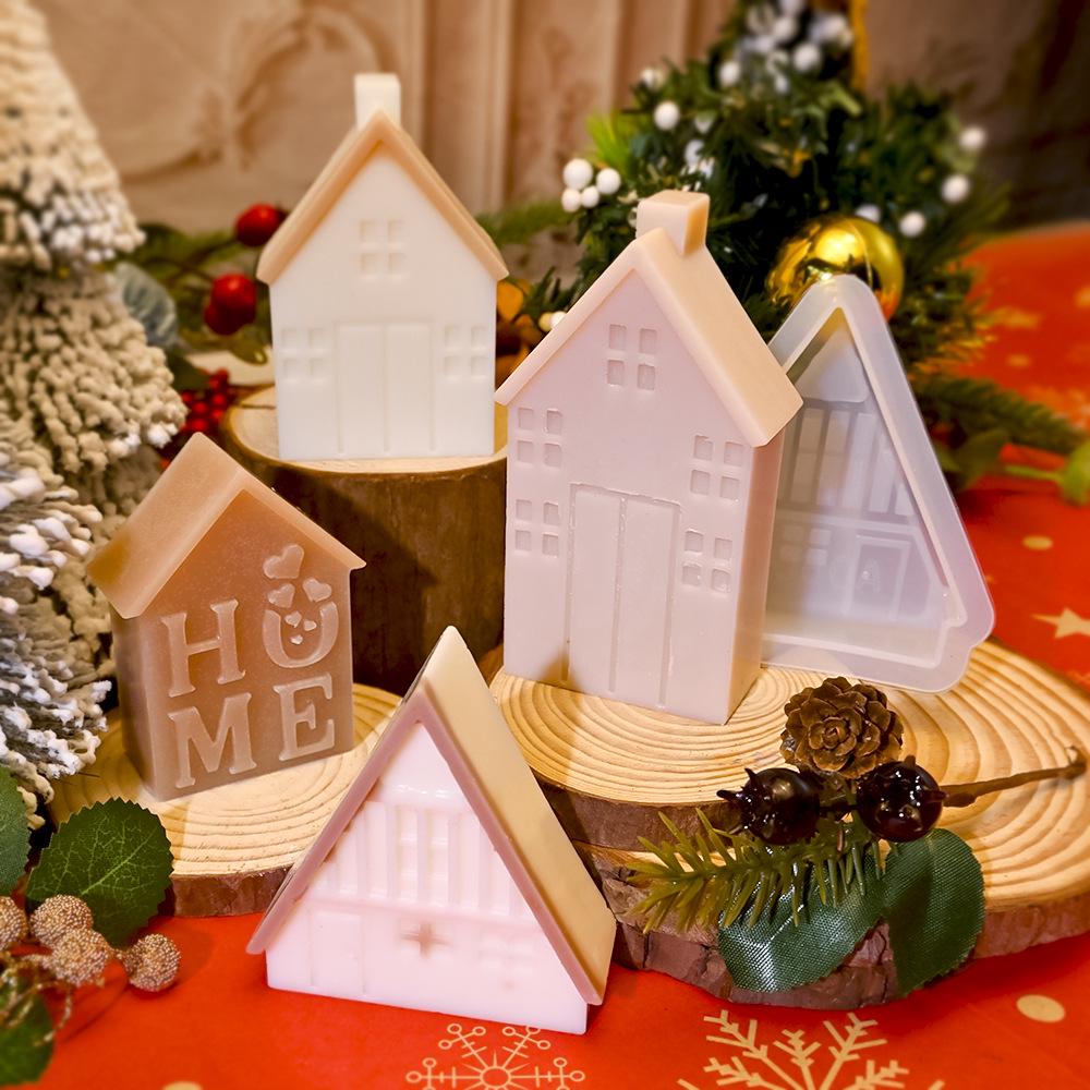 Vánoční vonná svíčková forma: Perníčková chaloupka a sob epoxidová silikonová forma