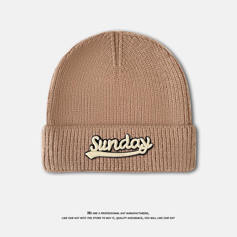 Autumn and winter alphabet wool hat femininity versatile ear protection knitted hat new face small warm cover hat men