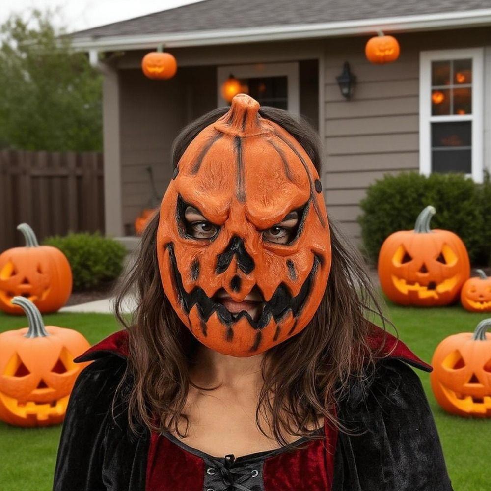 3D Full Face Mask Creativity Halloween Cosplay Mask Pumpkin Halloween Mask Haunted House