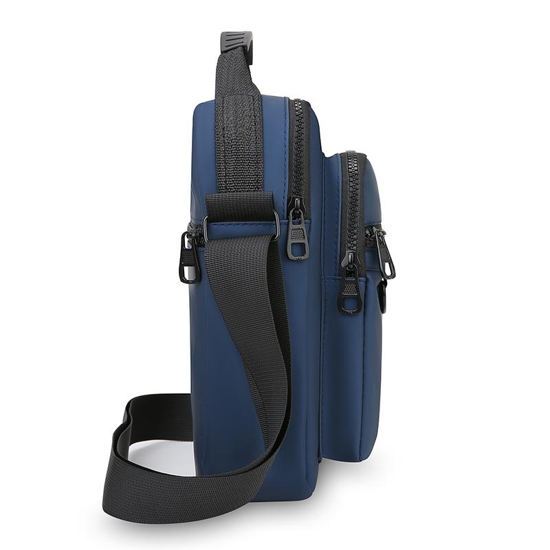 Men's Casual Messenger Sling - Small Oxford Crossbody Bag with Multiple Zipper Pockets