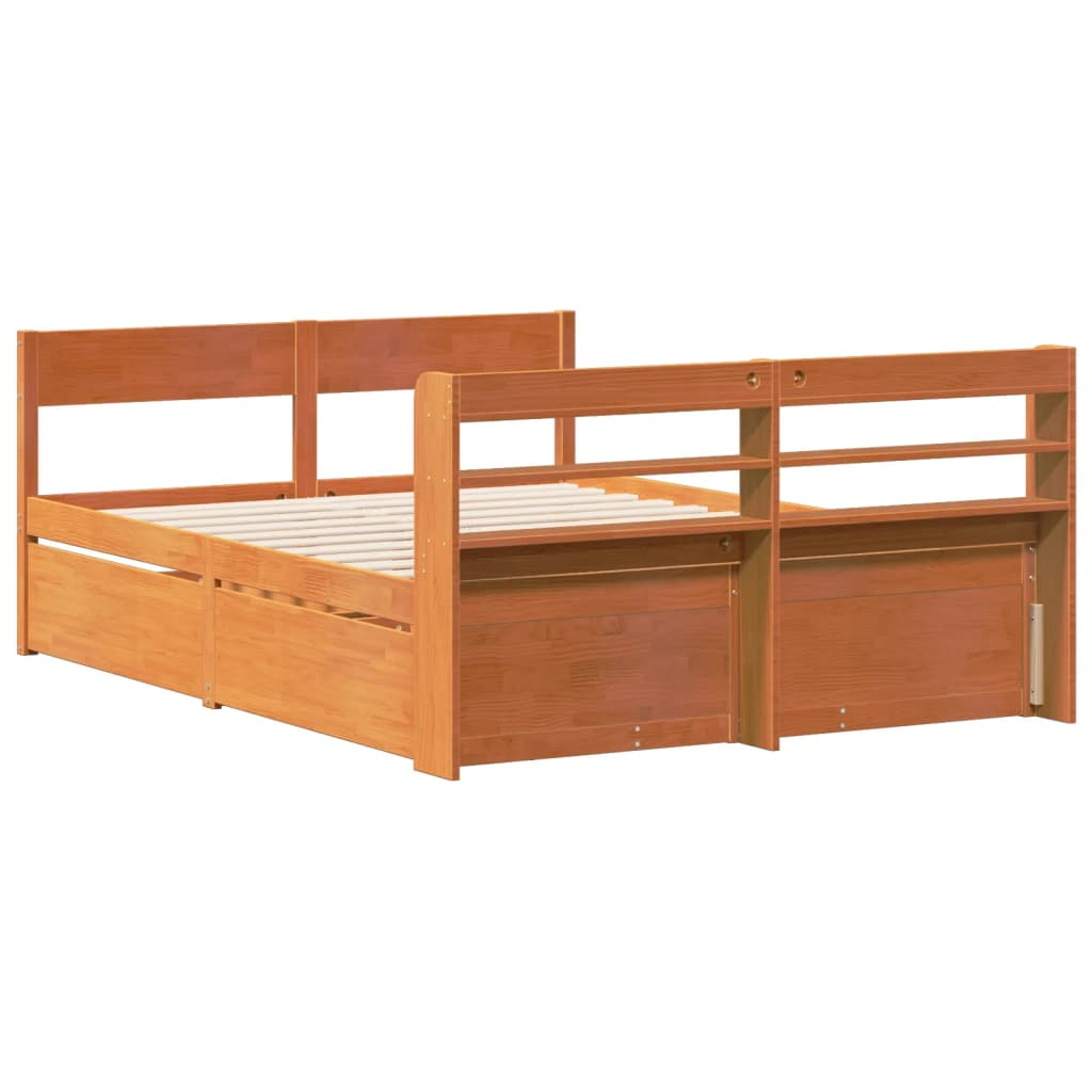 Solid Wood Bed Without Mattress Wax Brown 120 X 200 Cm Pine Wood