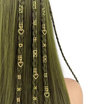45pcs Love Dreadlocks Beads Hair Braiding Hair Braid Tubes Hollow Out Hair Ring  Women