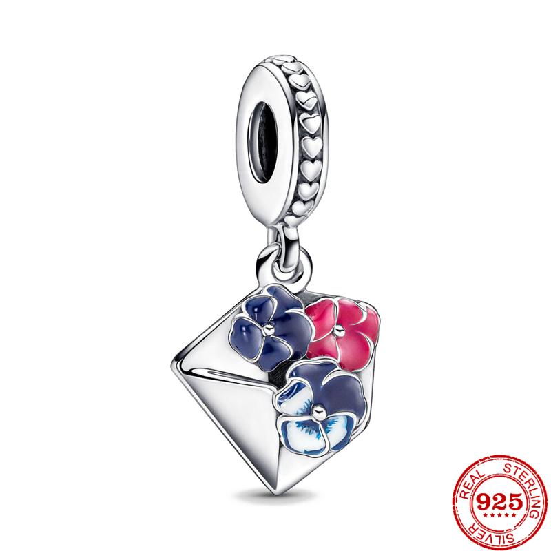 925 Silver Butterfly Four Clover Leaves Flower Charm Bead Fit Original Pendant Bracelet Necklace Jewelry Gift For Women
