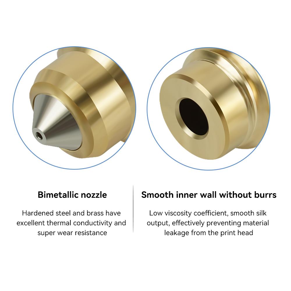 1-10Pcs Bimetallic Nozzle For Elegoo Centauri Carbon Brass Hardened Steel Hotend Nozzle 0.2/0.4/0.6/0.8mm 3D Printer Accessories