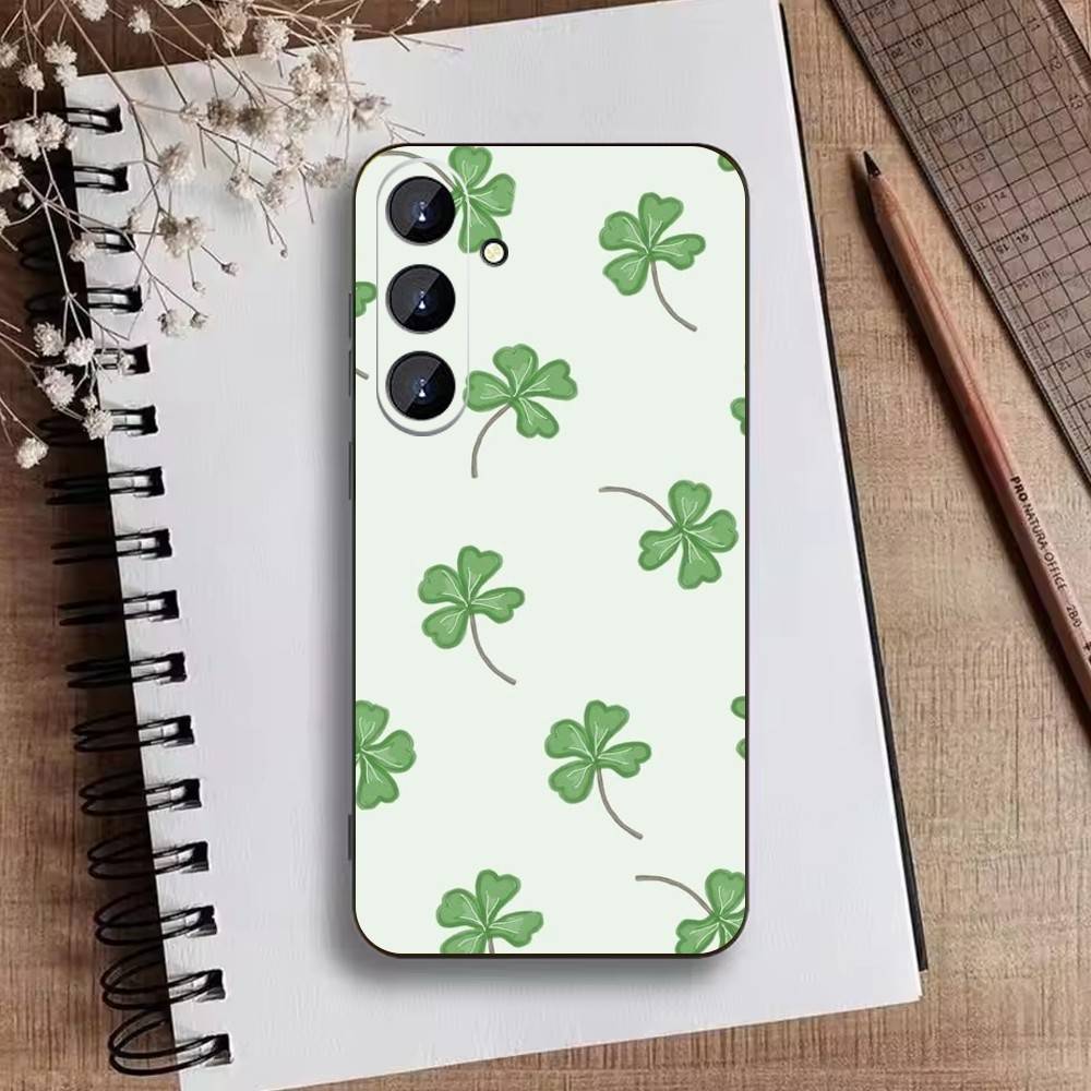 Lucky-Four-leaf Clover Phone Case For Samsung Galaxy A73,A21s,A22,A31,A52,A53,A71,A41Soft Black Shell