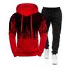 Tuta da uomo casual con cappuccio, set di abbigliamento sportivo da uomo, felpa + pantaloni della tuta, 2 pezzi, tuta, pullover, felpa con cappuccio, moda maschile