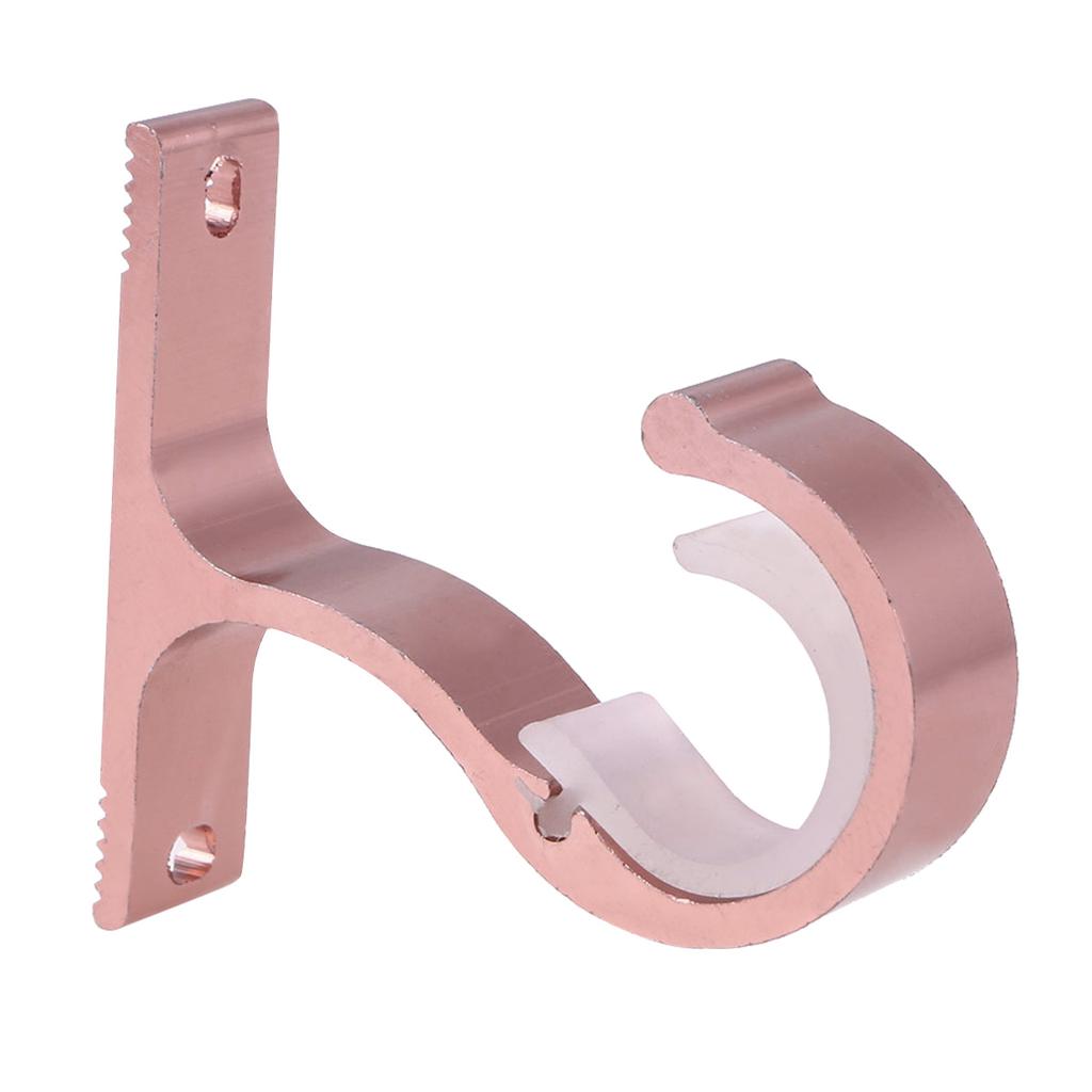2Pcs Curtain Rod Bracket Aluminium Alloy Thick Single Mounting Bracket Heavy Duty Metal Curtain Pole Support Holder ( Rose )
