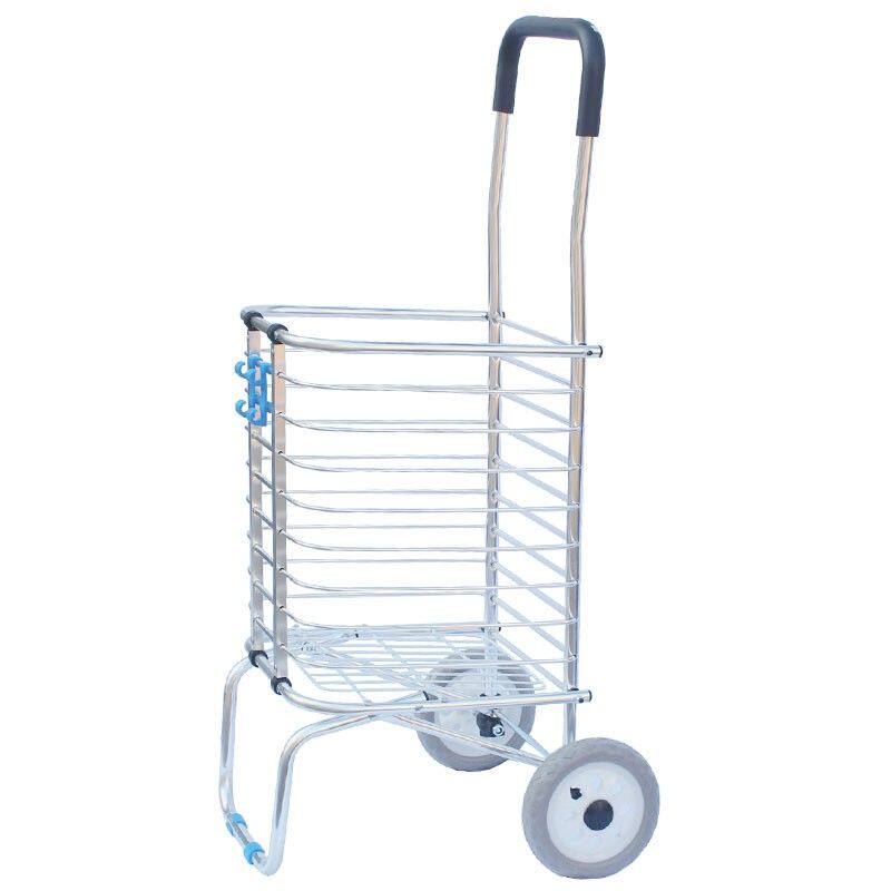 Foldable Shopping Cart with Wheels - Portable Collapsible Grocery Trolley, Heavy-Duty Fold Up Utility Wagon for Market, Laundry