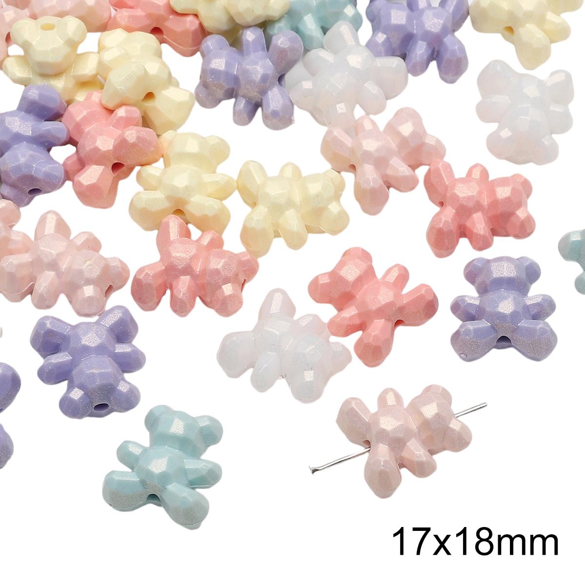 

10-200 шт. акриловые бусины с медведем, круглые бусины для изготовления браслетов, ожерелья, ювелирных изделий своими руками 17x18m 10pcs