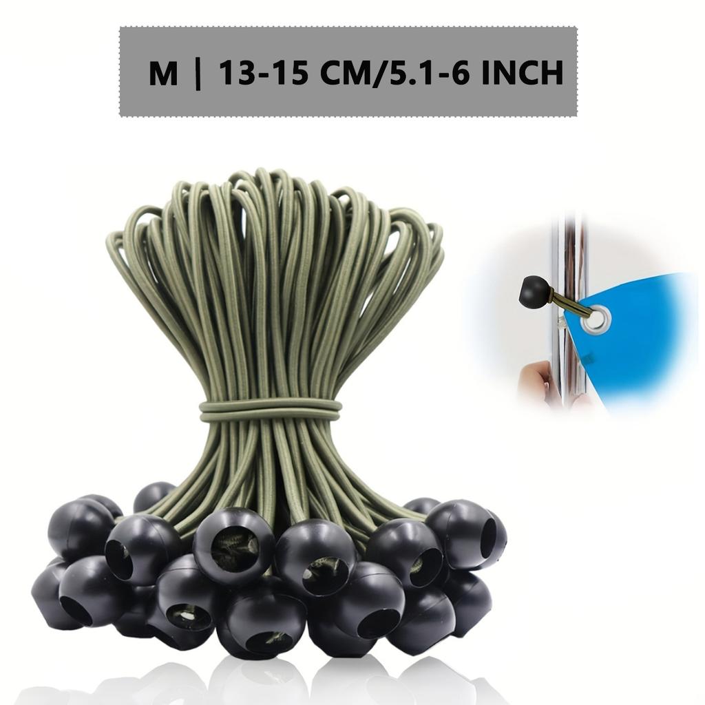 50 Stück Bungee-Kugeln, Schwarze Kordel für Plane, UV-beständig, mit elastischer Schnur für Plane, Gurte, Zelt, Stangen & Drähte