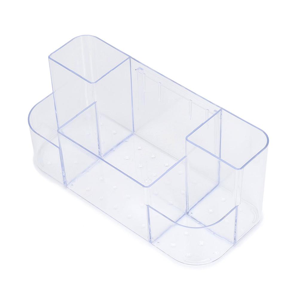 Clear Plastic Organizer Compartmental Transparent Punch Free Desktop Wall Mounted Storage Box for Office Home Bathroom Transparent White