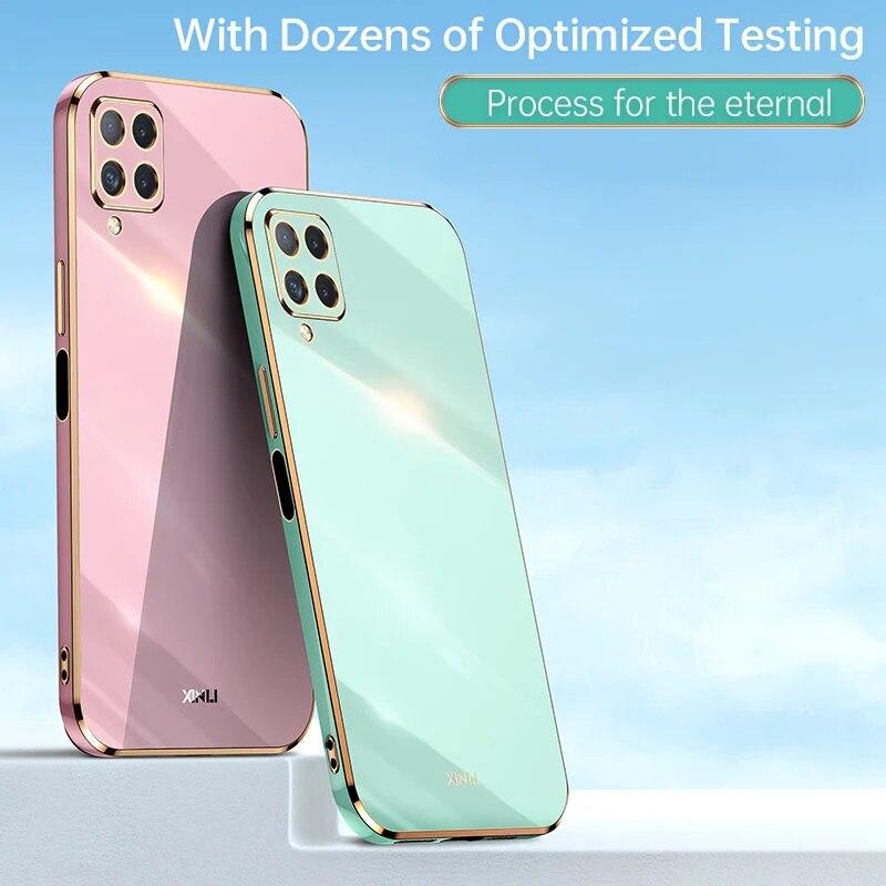 KEYSION Luxury Plating Case for Samsung A22 4G A22S 5G A12 A50S Silicone Square Shockproof Phone Cover for Galaxy M53 M33 M32 4G