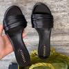 Fashion Comfort Round Toe Kitten Heel Brand Slippers Women Sexy Open Toe Shallow Narrow Band Design Slide Sandals Elegant Party Dresses