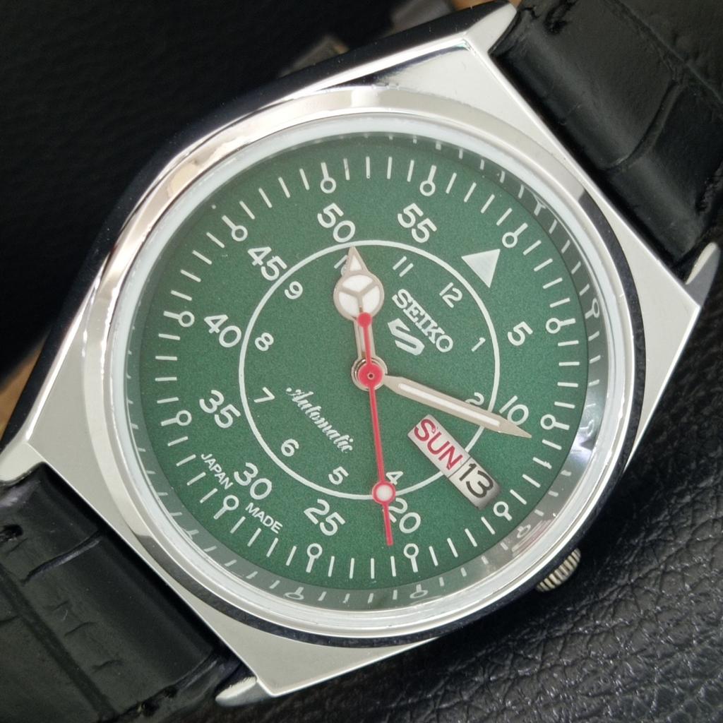 VINTAGE SEIKO 5 AUTOMATIC 6309A JAPAN MENS REFURBISHED GREEN WATCH a442217-1