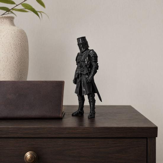 3D Printed Medieval Knight Sentinel Statue, Dark Fantasy Armor Warrior Sculpture, Gothic Tabletop Figurine for Office Home Decor Gift