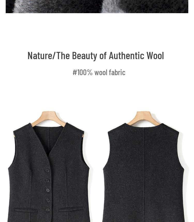 Women's V-neck Wool Melton Lambswool Waistcoat - Autumn/Winter Old Money Style