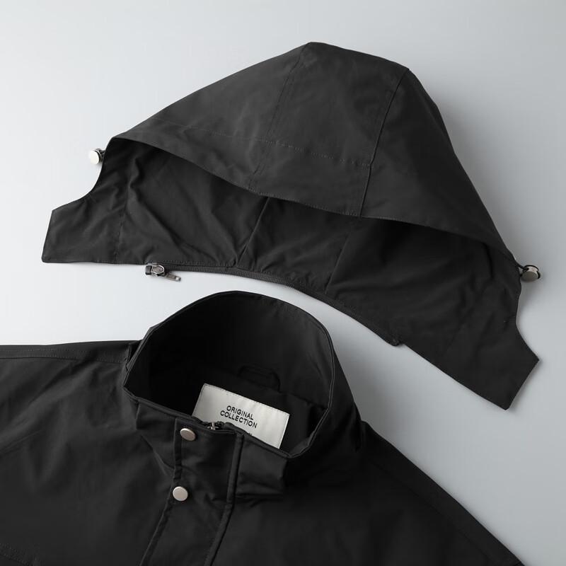 Dibenze Men's Plus Size Detachable Hood Casual Jacket