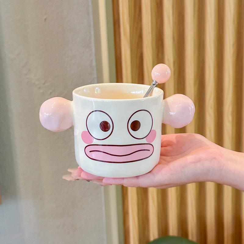 Birthday gifts for boys and girls, cute and cute clown ceramic mug with lid, girlfriend's souvenir gift box.