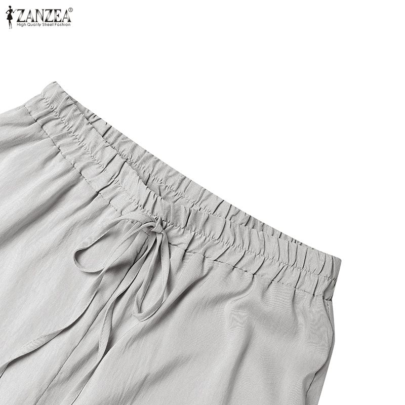 ZANZEA Two Piece Suit Women Cold Shoulder Long Sleeve Irregular Blouse and Pants Sets