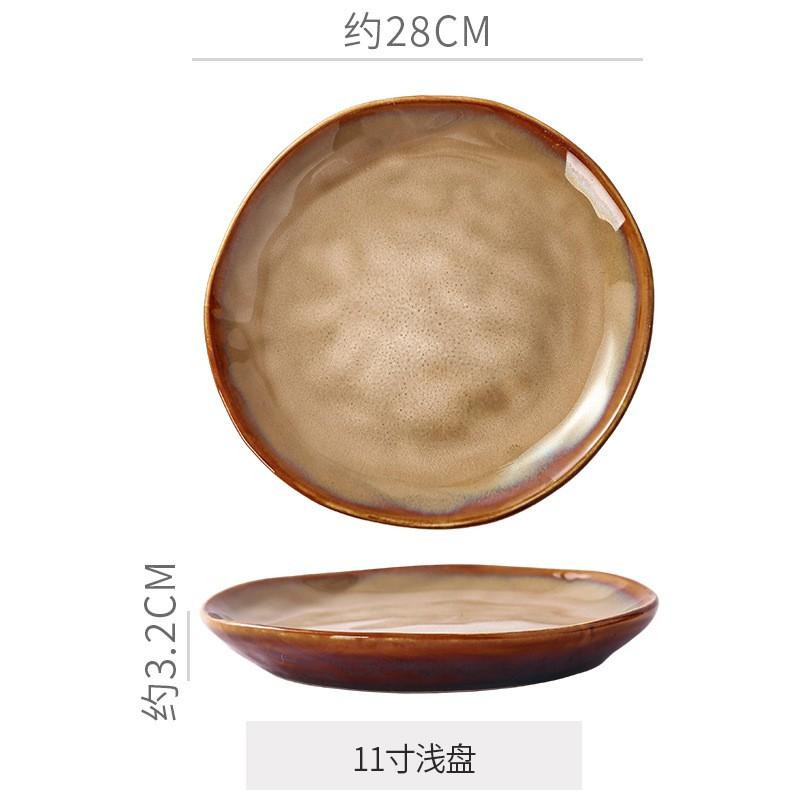 Japanese Retro Glazed Ceramic Dinnerware Set Irregular Shaped Plates Bowls Cups Home Restaurant Stylish Table Setting