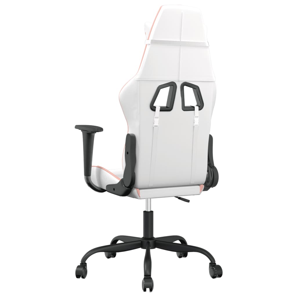 Gaming Chair with Massage Function White and Pink Artificial Leather