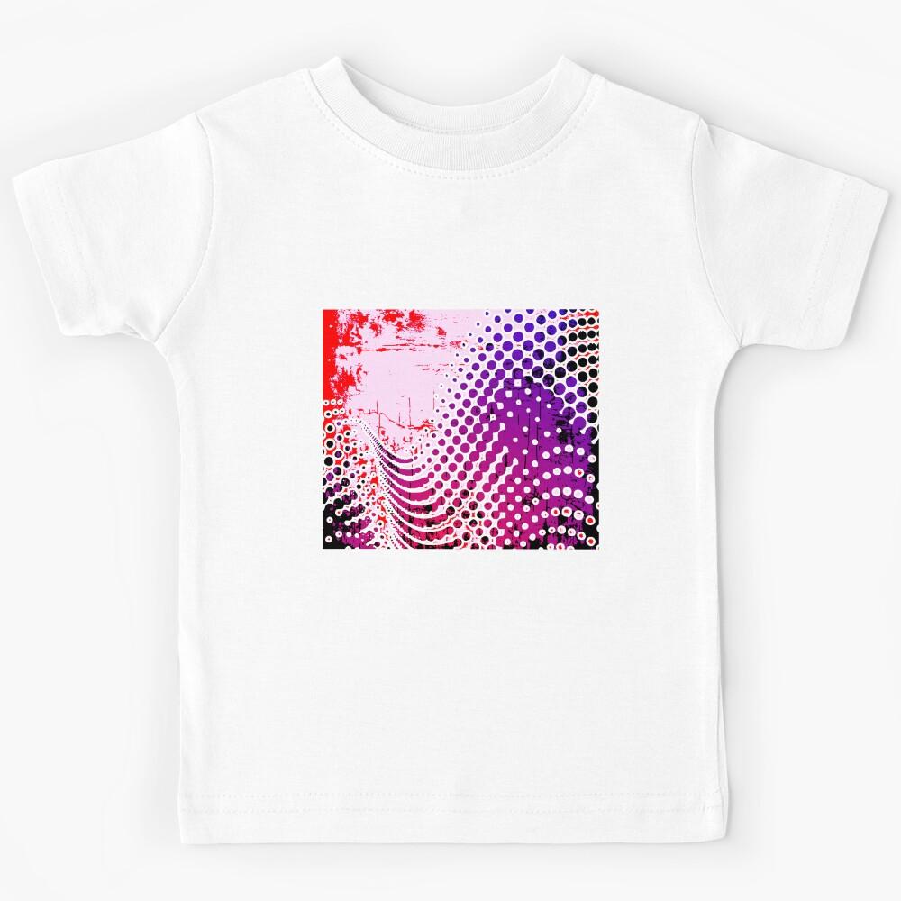 Bold Retro Pop Dot Grunge Pattern in Red and Purple Kids T-Shirt 120