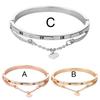 Roman Numeral Bangle Fashionable Hand Chain Heart Wristband Bracelet Jewelry Gift for Women Girls