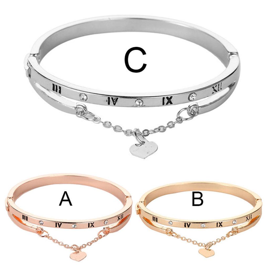Römische Ziffer Armreif Modische Handkette Herz Armband Schmuck Geschenk für Frauen Mädchen