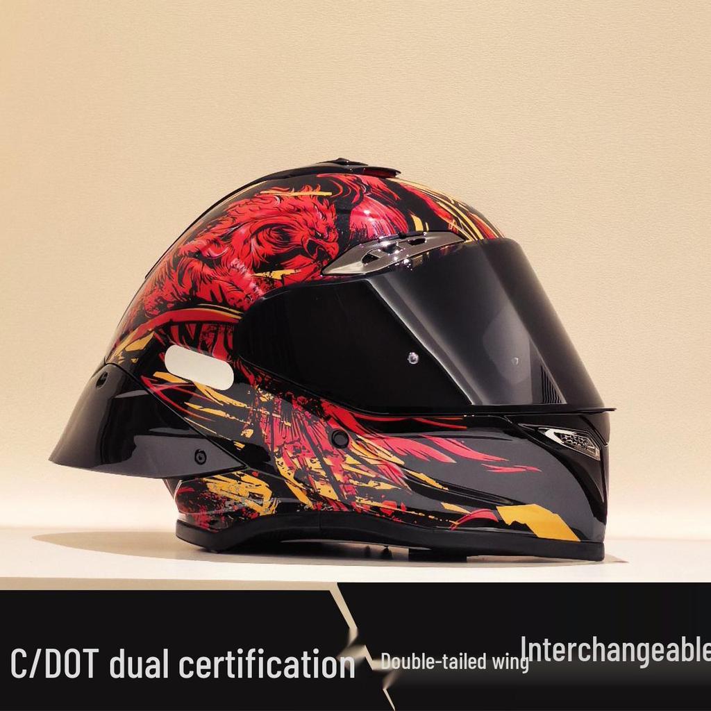 NBTK R50 DOT Full Face Helmet with Large Spoiler for Sportbikes & Cruisers - Spring/Autumn Use