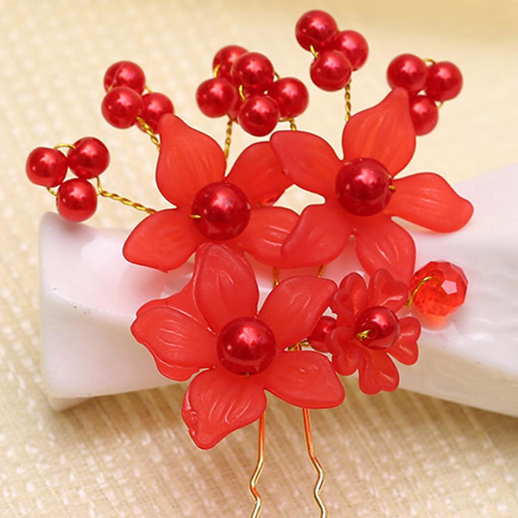 Bride Wedding Hair Pins Flower Bridal Hair Clip Crystal Pearl Flower Hair Barrettes Wedding Proms Hair Jewelry