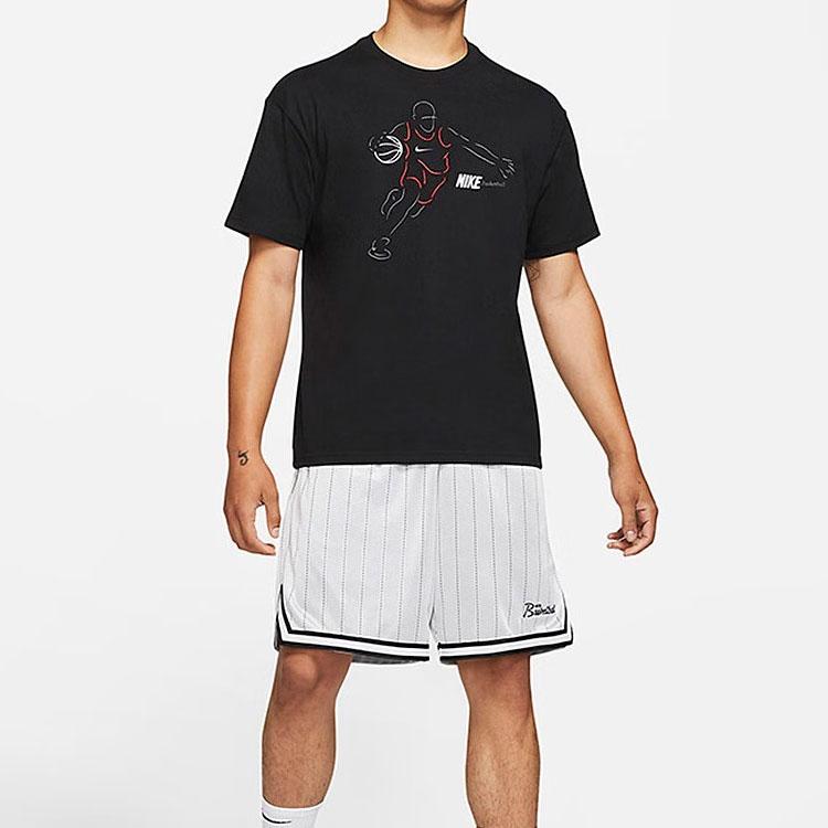 Nike Letter Basketball Loose Cartoon Print Sports Short Sleeve T-Shirt Men Tops Black DJ1589-010