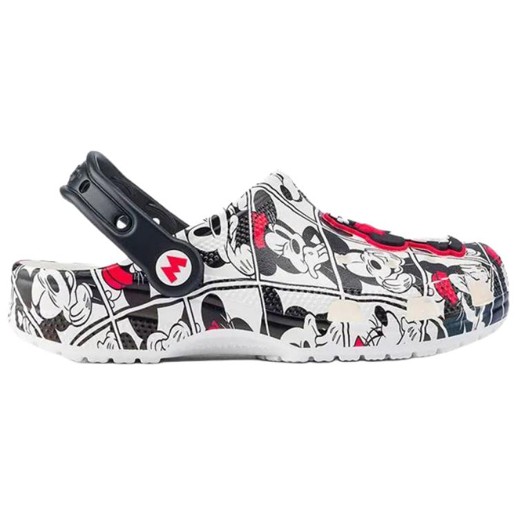 Disney x Crocs Classic Mickey & Minnie Mouse Versatile Comfortable Hole Shoes Women's Black & White