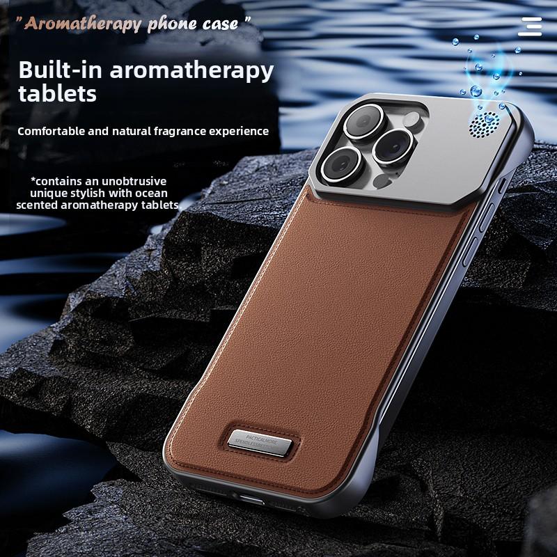 Luxury Magnetic PU Leather Aromatherapy Case For iPhone 17 Air 11 12 13 14 15 16 Pro Max Plus Wireless Charging Borderless Case