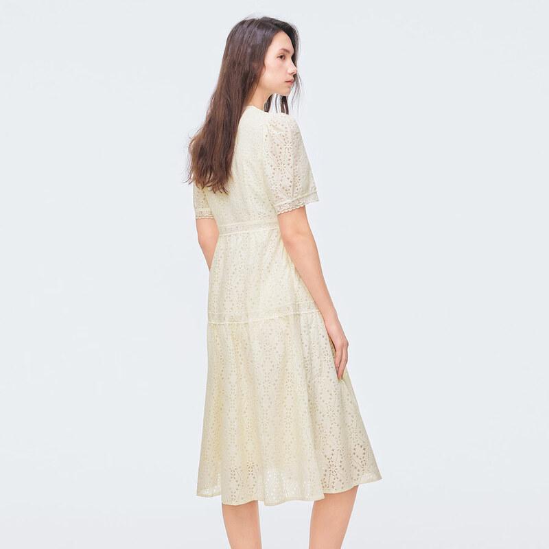 Romantic V-Neck Short Sleeve Midi Dress