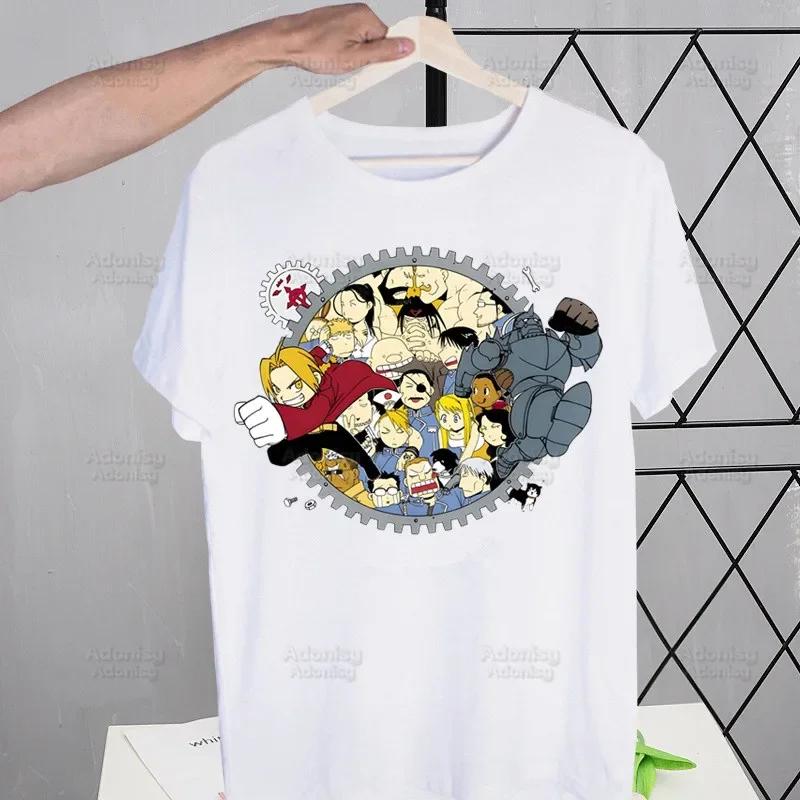 Fullmetal Alchemist Men's Tshirt Cute Printing Shirt Mens Fashion Anime Edward Elric T-Shirt For Men Casual Tops Short Sleeve