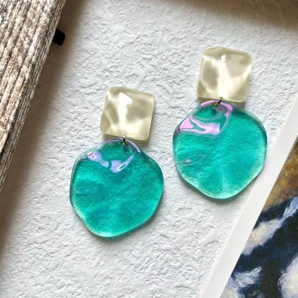 Sweet Irregular Geometric Ear Stud Wavy Round Jewelry Water Ripple Eardrop Spring Summer